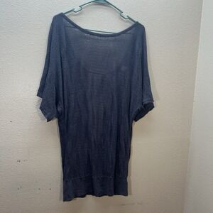 Angel Of The North Anthropologie Women's Boho Open Back Dolman Tunic Top Blue L